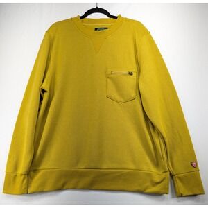 Arthur Beale Brooklyn Mens XL Mustard Yellow Crewneck Sweatshirt Zipper Pocket